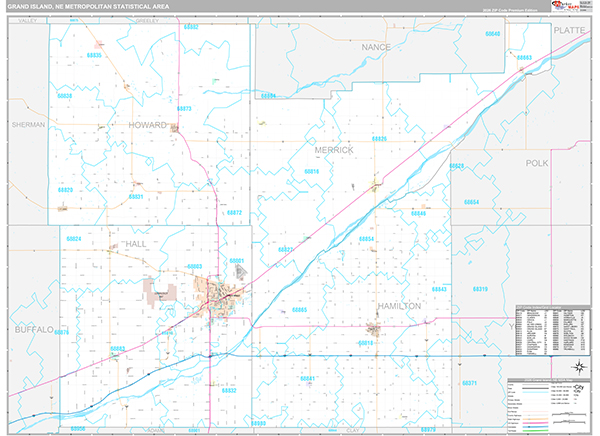 Grand Island, NE Metro Area Wall Map